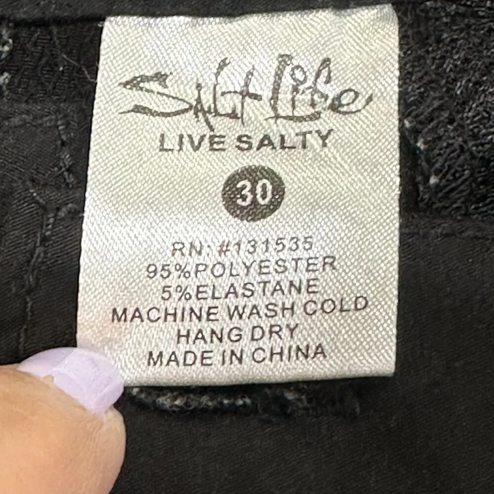 Salt Life SLX-QD Vapor Stretch Black Board Shorts‎ Swim Bathing Suit Size 30